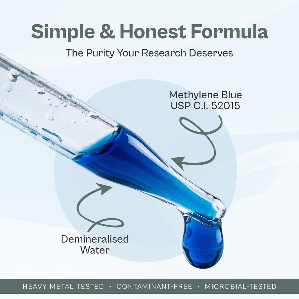 Evira Health Methylene Blue 1% Solution | 100ml Large Volume | USP Grade | Laboratory Prepared | Third-Party Tested | UK Made